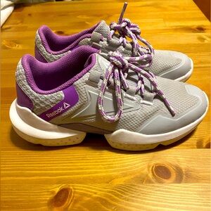 Reebok girls sneakers size 1 purple and grey